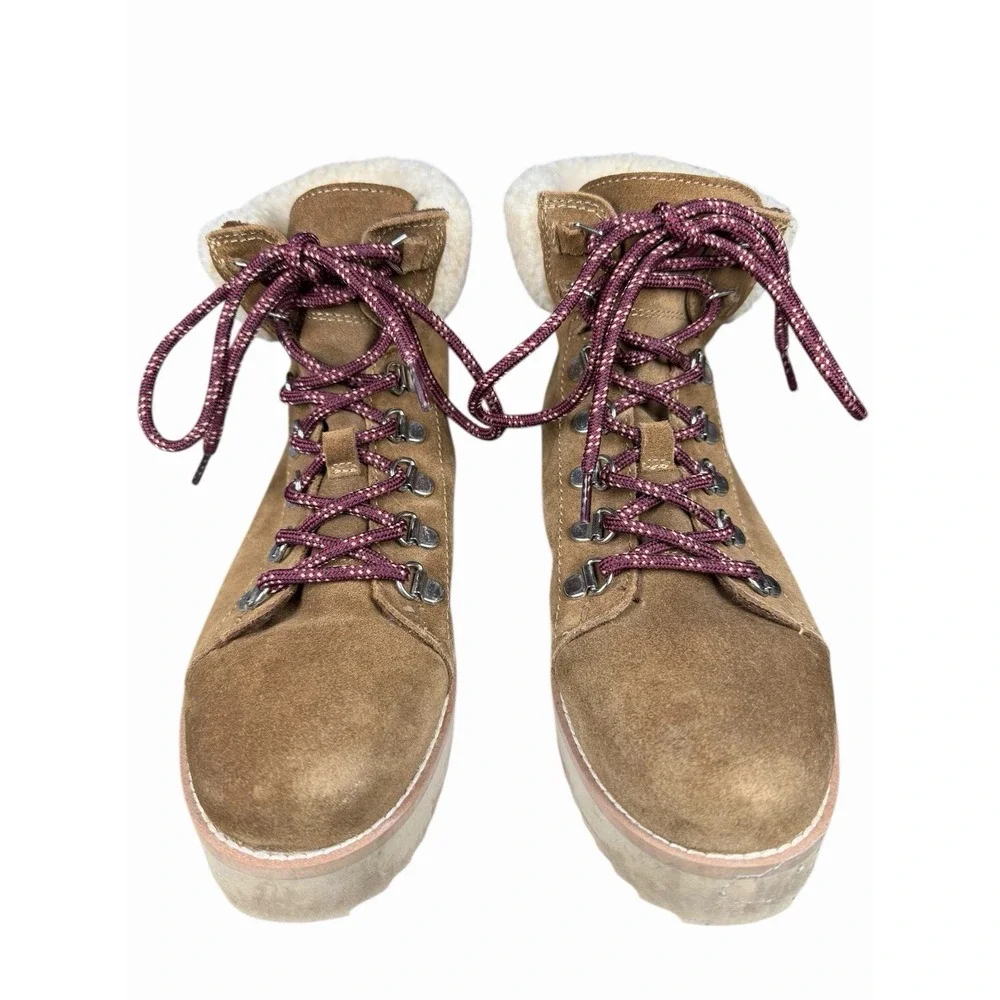 Sam Edelman‎ Franc Shearling Lined Suede Hiking Boots Womens 8 Lug Sole Winter
